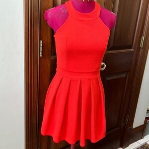 Just me  Dress  mini  skater style Halter dress   sleeveless  Orange NWOT Sz S